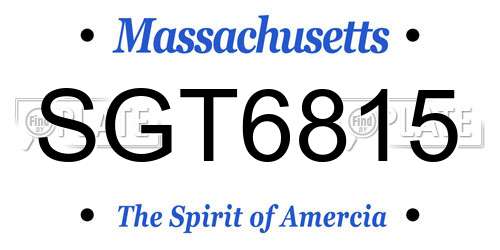 SGT6815 Massachusetts License Plate
