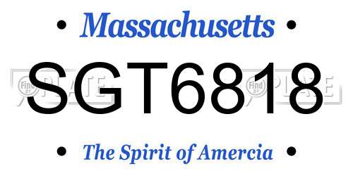 SGT6818 Massachusetts License Plate