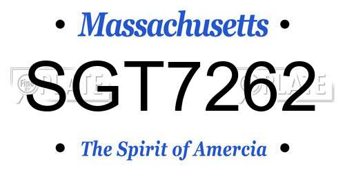 SGT7262 Massachusetts License Plate