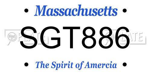 SGT886 Massachusetts License Plate