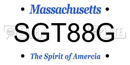 SGT88G Massachusetts License Plate