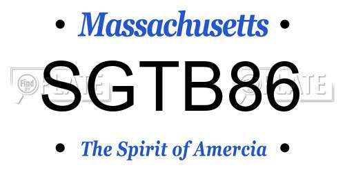 SGTB86 Massachusetts License Plate