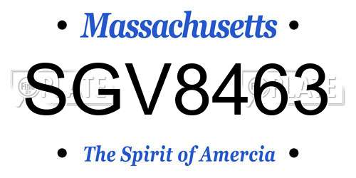 SGV8463 Massachusetts License Plate