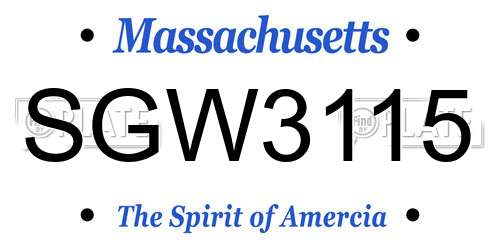 SGW3115 Massachusetts License Plate