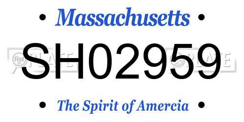 SH02959 Massachusetts License Plate