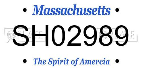 SH02989 Massachusetts License Plate