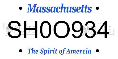 SH0O934 Massachusetts License Plate