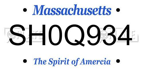 SH0Q934 Massachusetts License Plate