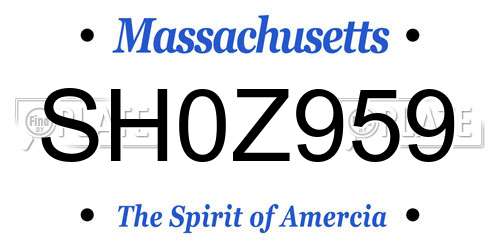 SH0Z959 Massachusetts License Plate