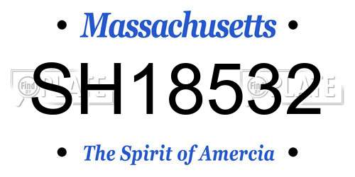 SH18532 Massachusetts License Plate