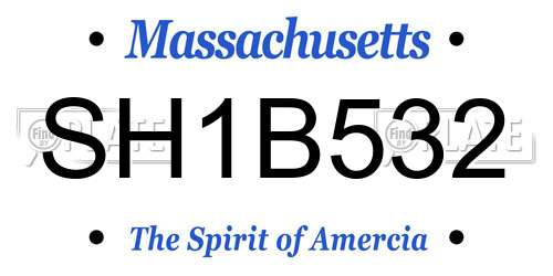 SH1B532 Massachusetts License Plate