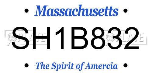 SH1B832 Massachusetts License Plate