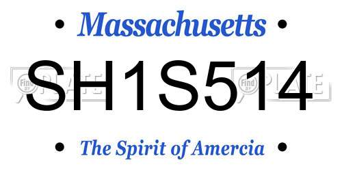 SH1S514 Massachusetts License Plate