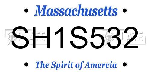 SH1S532 Massachusetts License Plate