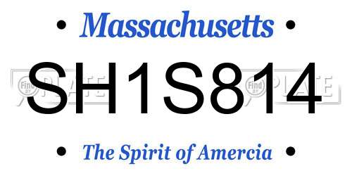 SH1S814 Massachusetts License Plate