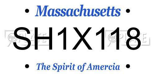 SH1X118 Massachusetts License Plate