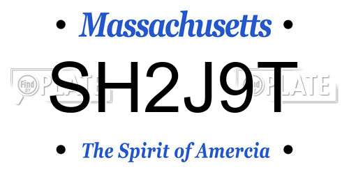 SH2J9T Massachusetts License Plate