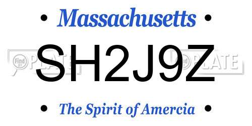 SH2J9Z Massachusetts License Plate