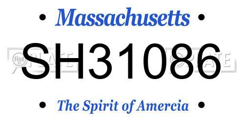 SH31086 Massachusetts License Plate