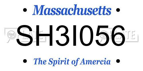 SH3I056 Massachusetts License Plate