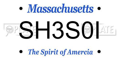 SH3S0I Massachusetts License Plate