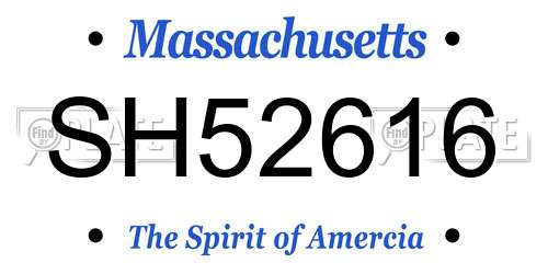 SH52616 Massachusetts License Plate