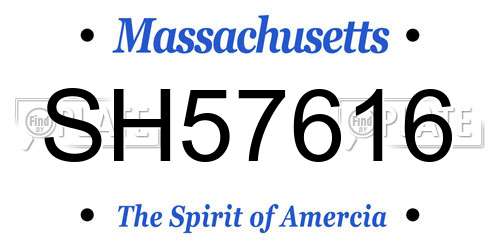 SH57616 Massachusetts License Plate