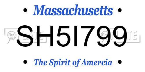 SH5I799 Massachusetts License Plate