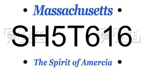 SH5T616 Massachusetts License Plate