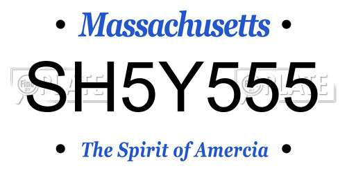 SH5Y555 Massachusetts License Plate