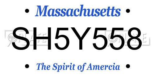SH5Y558 Massachusetts License Plate