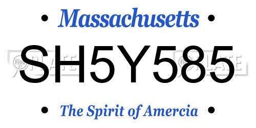 SH5Y585 Massachusetts License Plate