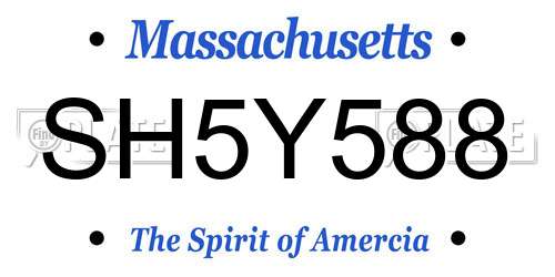 SH5Y588 Massachusetts License Plate