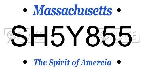 SH5Y855 Massachusetts License Plate