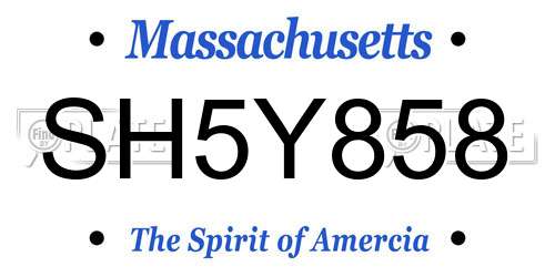 SH5Y858 Massachusetts License Plate