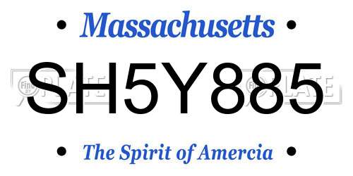 SH5Y885 Massachusetts License Plate