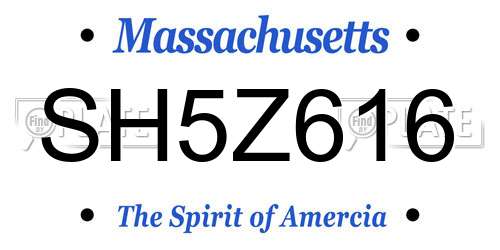 SH5Z616 Massachusetts License Plate