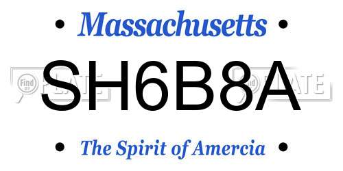 SH6B8A Massachusetts License Plate