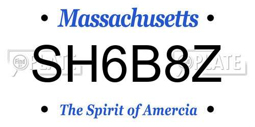 SH6B8Z Massachusetts License Plate