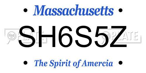 SH6S5Z Massachusetts License Plate