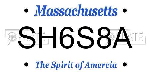 SH6S8A Massachusetts License Plate