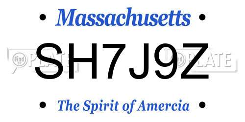 SH7J9Z Massachusetts License Plate