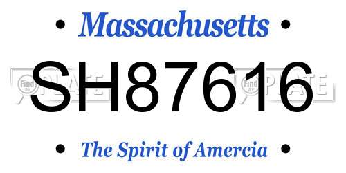 SH87616 Massachusetts License Plate