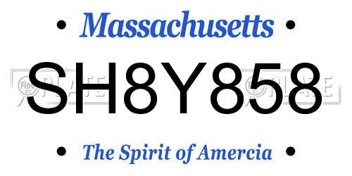 SH8Y858 Massachusetts License Plate