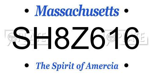 SH8Z616 Massachusetts License Plate
