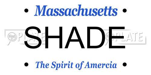 SHADE Massachusetts License Plate