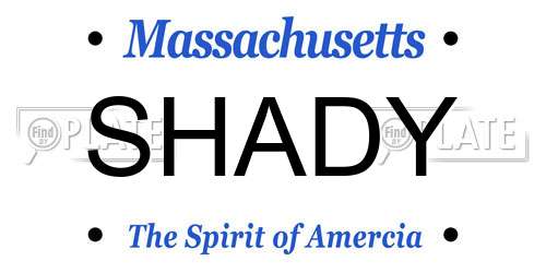 SHADY Massachusetts License Plate