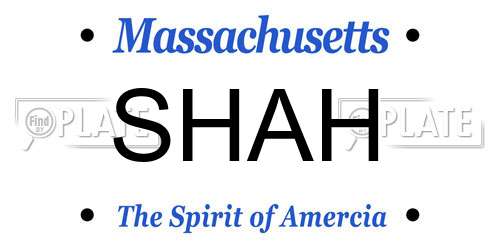 SHAH Massachusetts License Plate