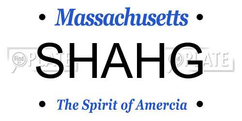 SHAHG Massachusetts License Plate