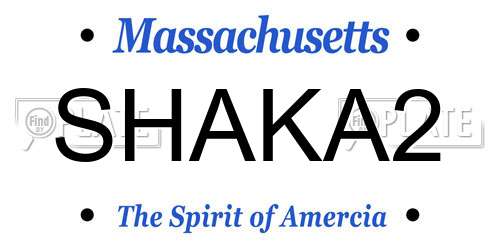 SHAKA2 Massachusetts License Plate
